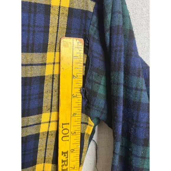 Mens Patchwork Plaid Button-Up Shirt Multicolor Design Long Sleeve XL flaw - Picture 8 of 16